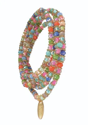Bevy of Bonnie Bead Bracelet - 5 Rows - Multi/Gold