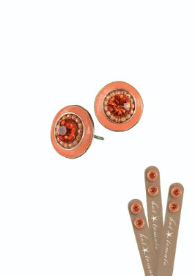 Enamel & Crystal Studs - Mango & Saffron