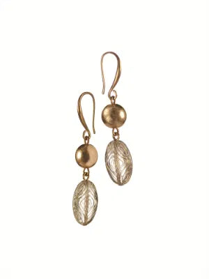 Of The Incas - Captured Drops Earrings - Worn Gold