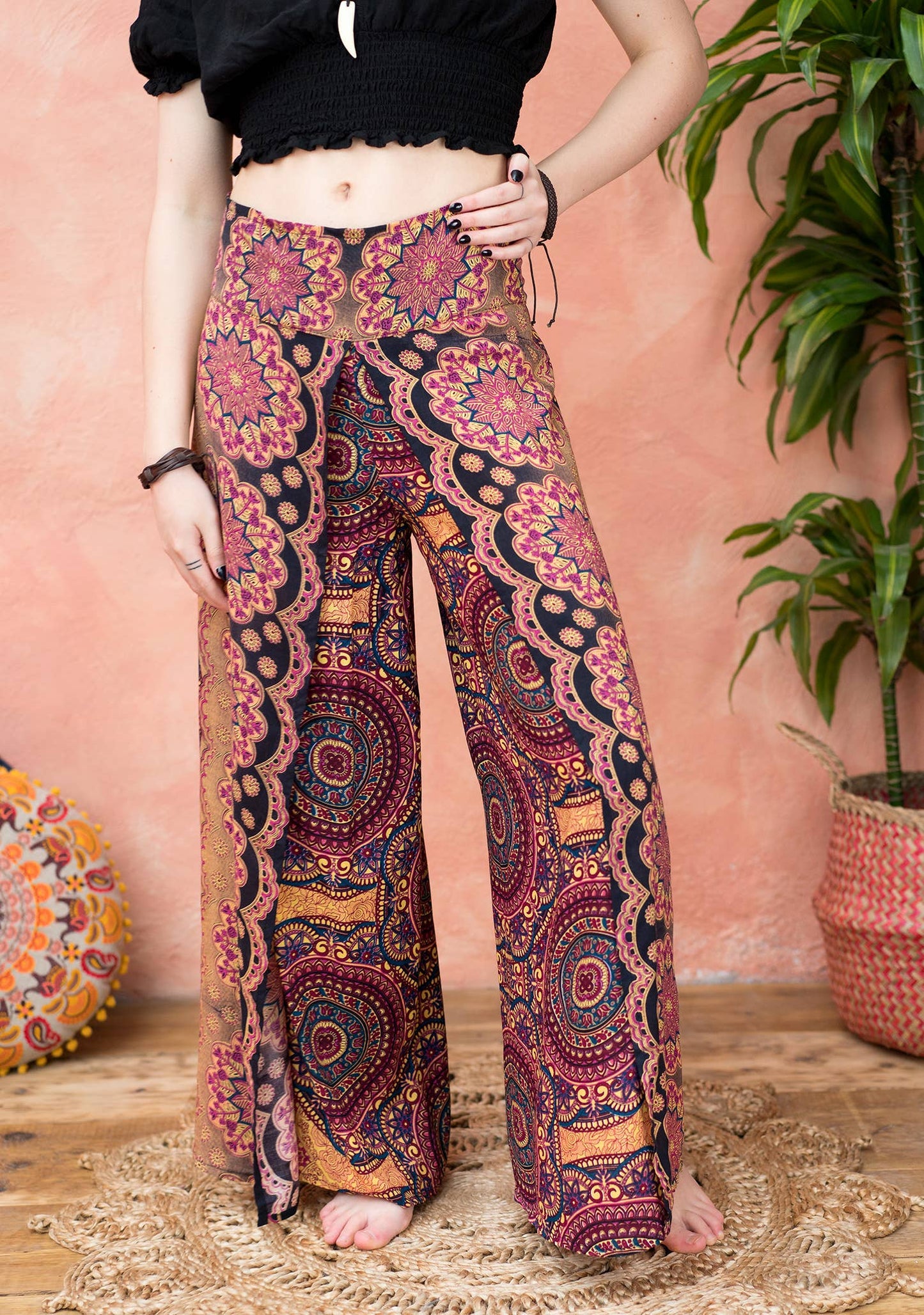 Freesize Mandala Print Wide Leg Trouser