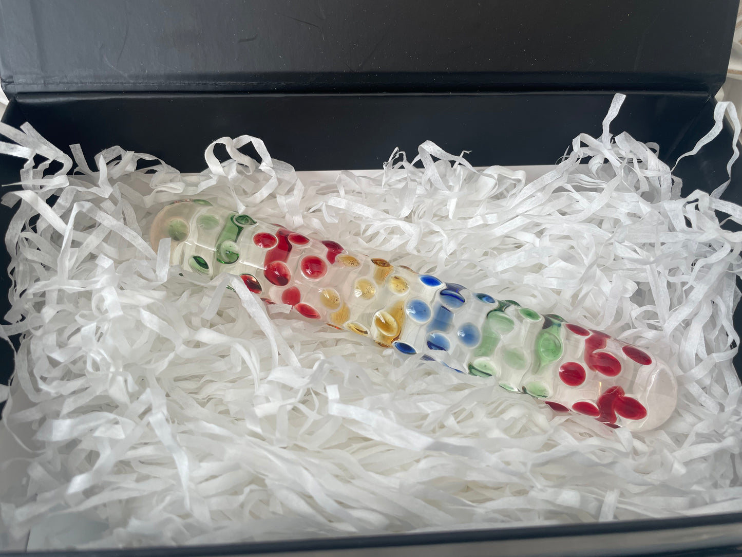 Multicoloured, Dotty Glass Massage Wand