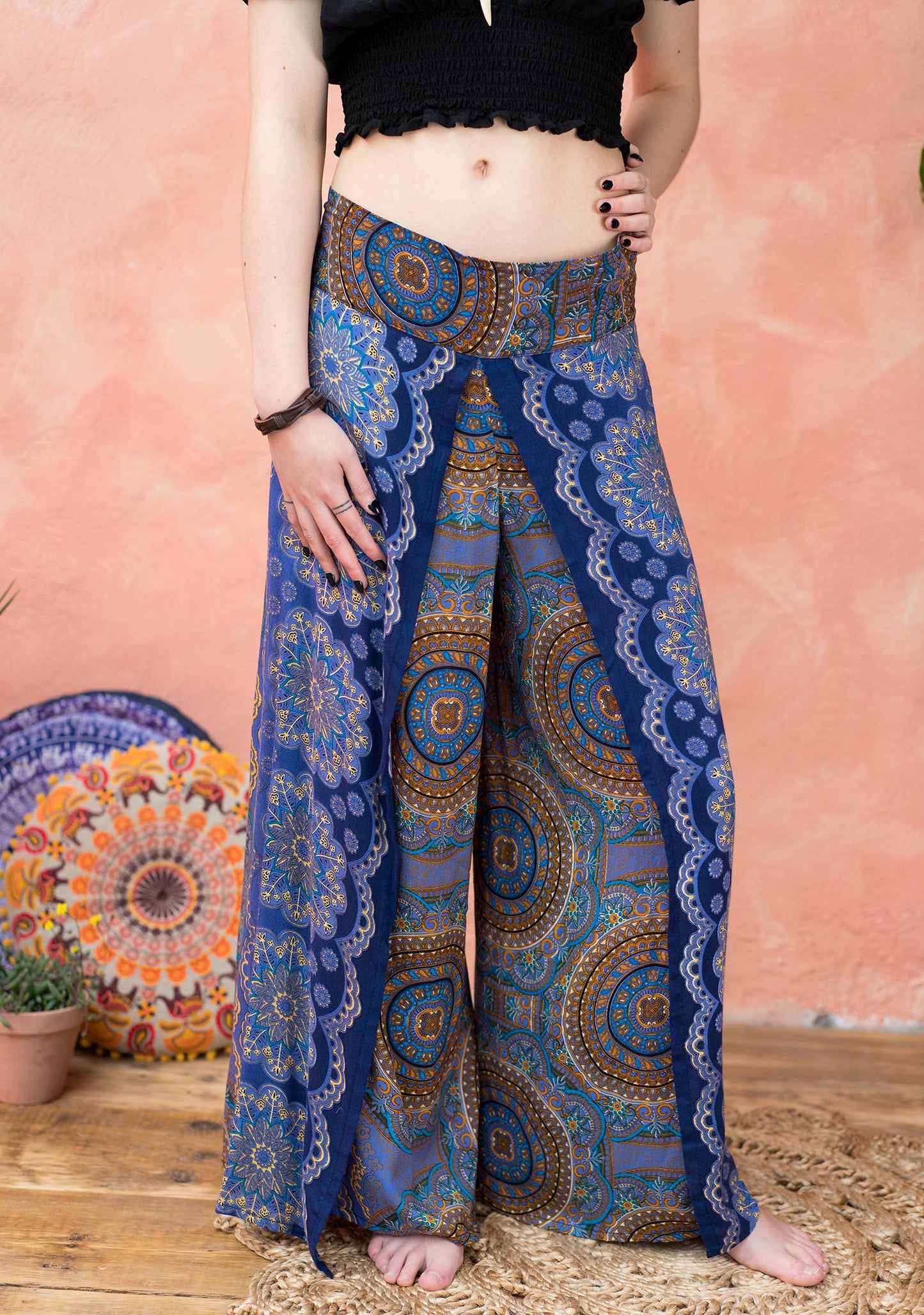 Freesize Mandala Print Wide Leg Trouser