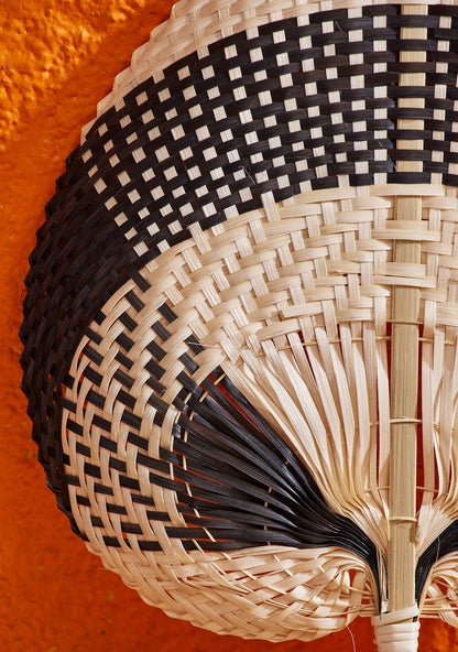 Bamboo Fan Black Stripe