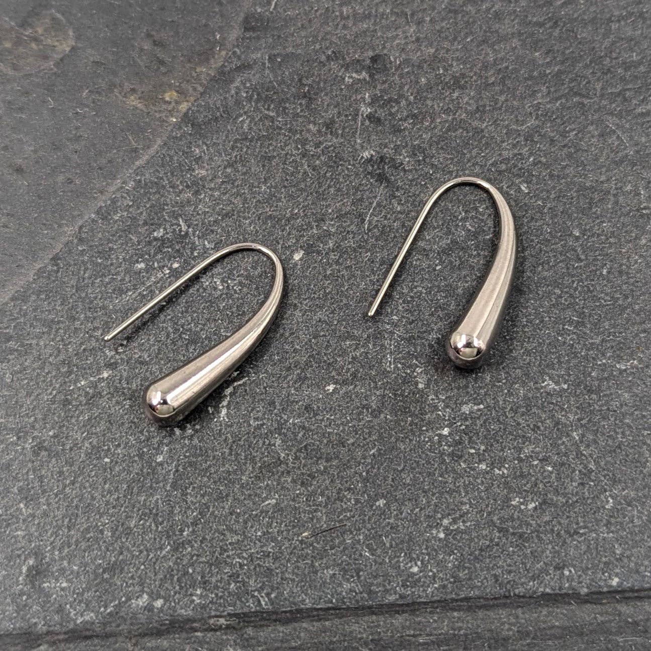 Contemporary organic bar stainless steel earring