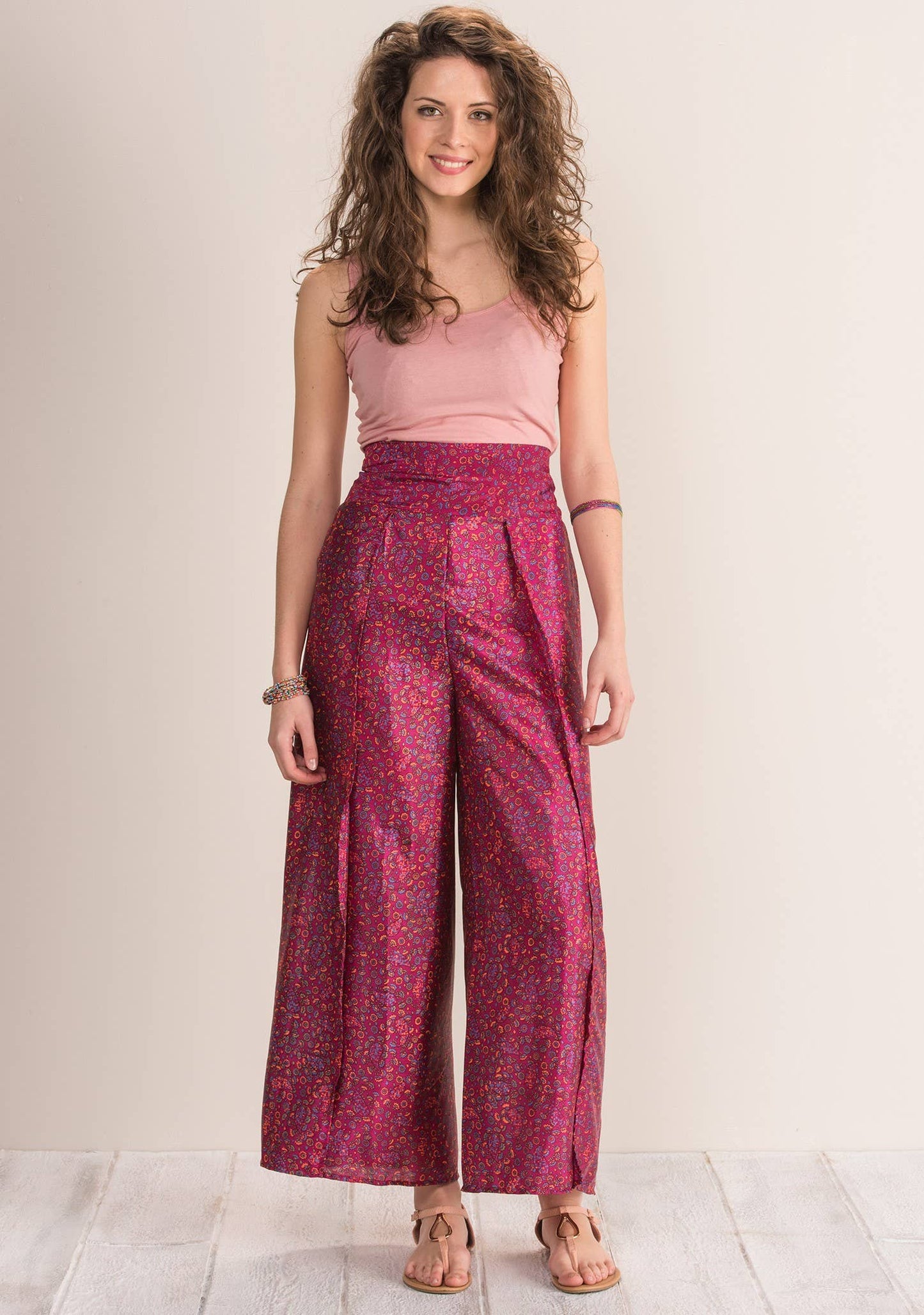 Silk Sari Fabric Tie Wrap Trousers