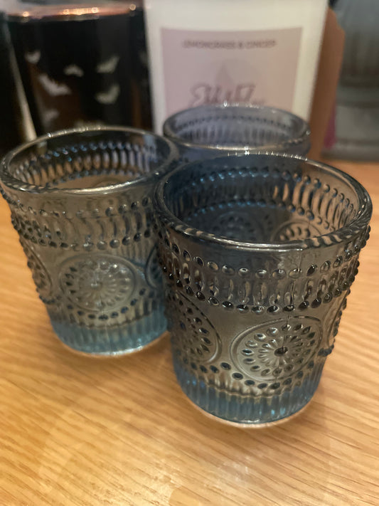 Blue tea light holders