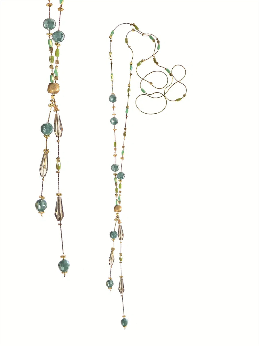 Lariat Style Fab Bead Collective - Teal/Smoke/Gold