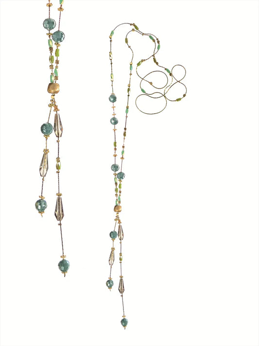 Lariat Style Fab Bead Collective - Teal/Smoke/Gold