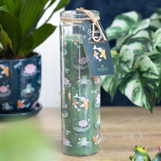 Pond Print Oriental Jasmine Glass Tube Candle