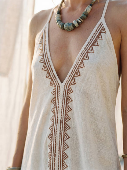 Open Back Maxi Dress – Halter Neck Bohemian Sundress Summer
