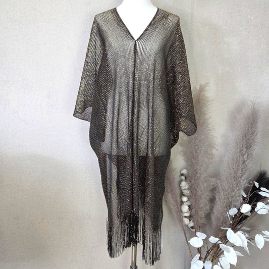 Kaftan with metallic fleck and tassel edge