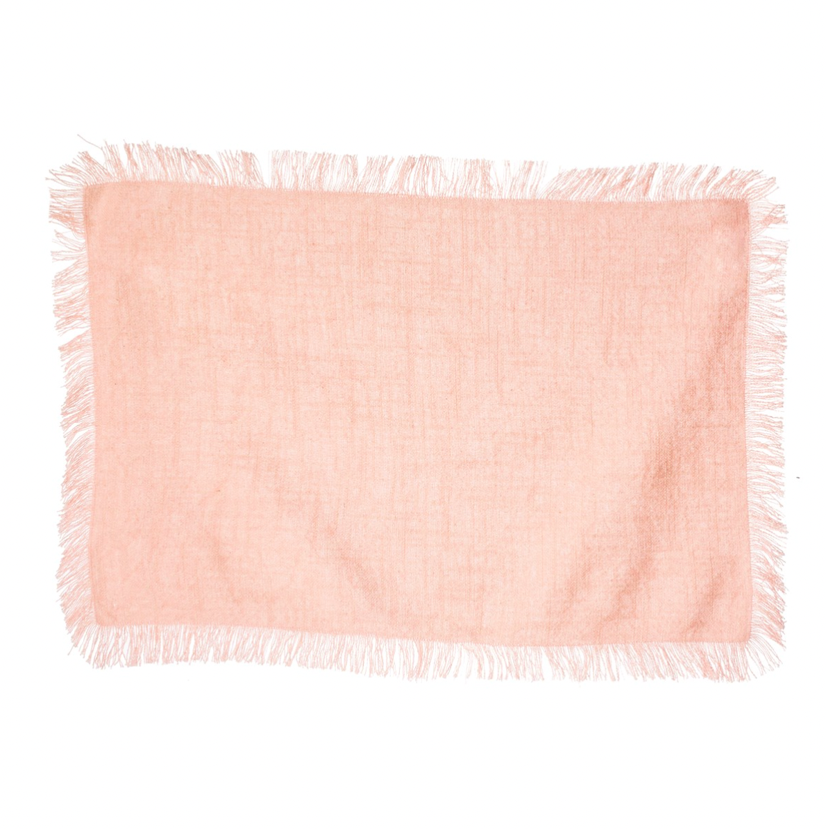 Pink Stonewash Placemats with Fringed Edge - Set of 2