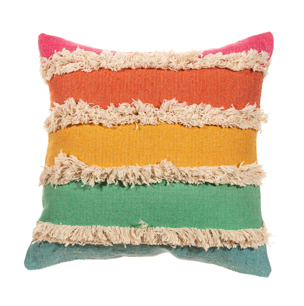 Rainbow Stripe Tufted Cushion Cover