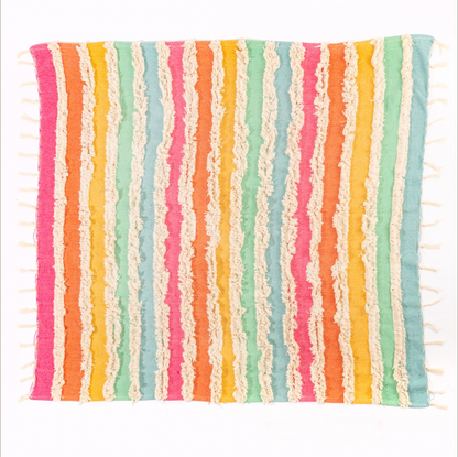 Rainbow Stripe Tufted Throw