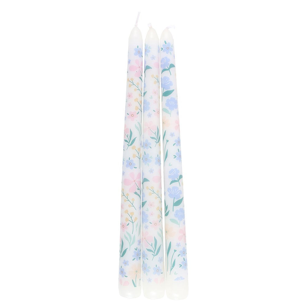 Ditsy Floral Taper Candles - Set of 3