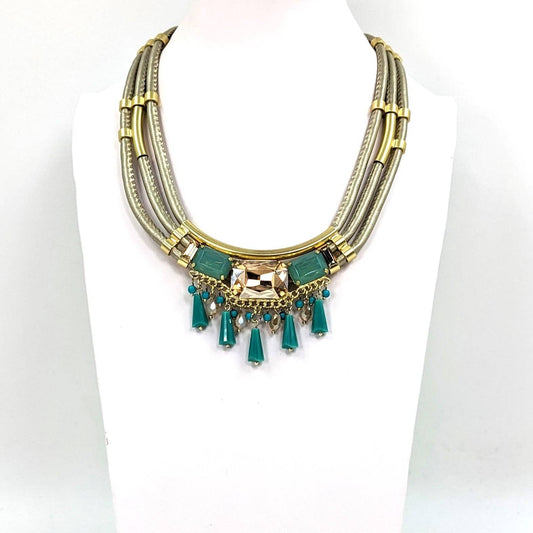 Statement collar style necklace with droppers