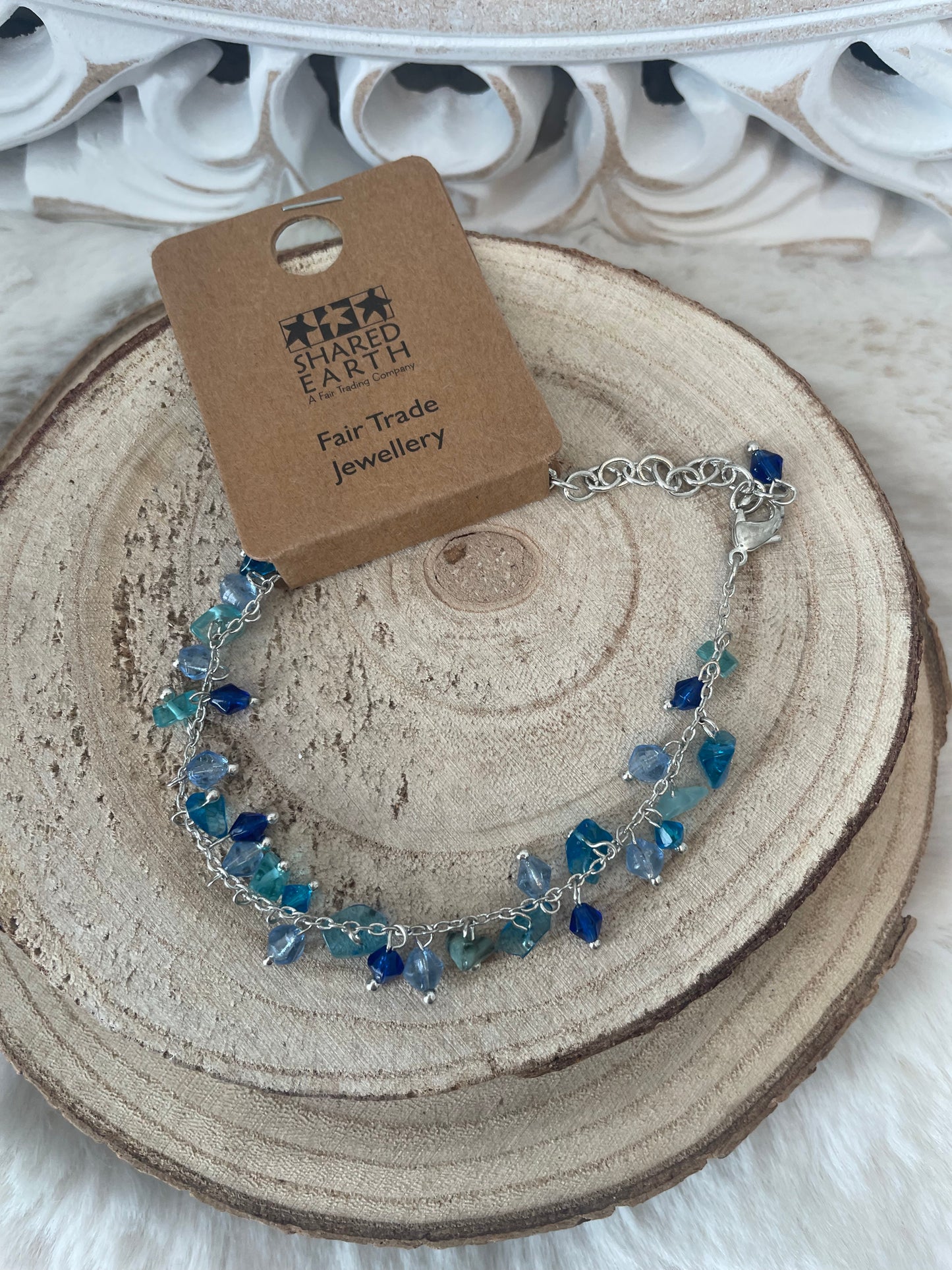 Blue & Green Glass Beaded Bracelet