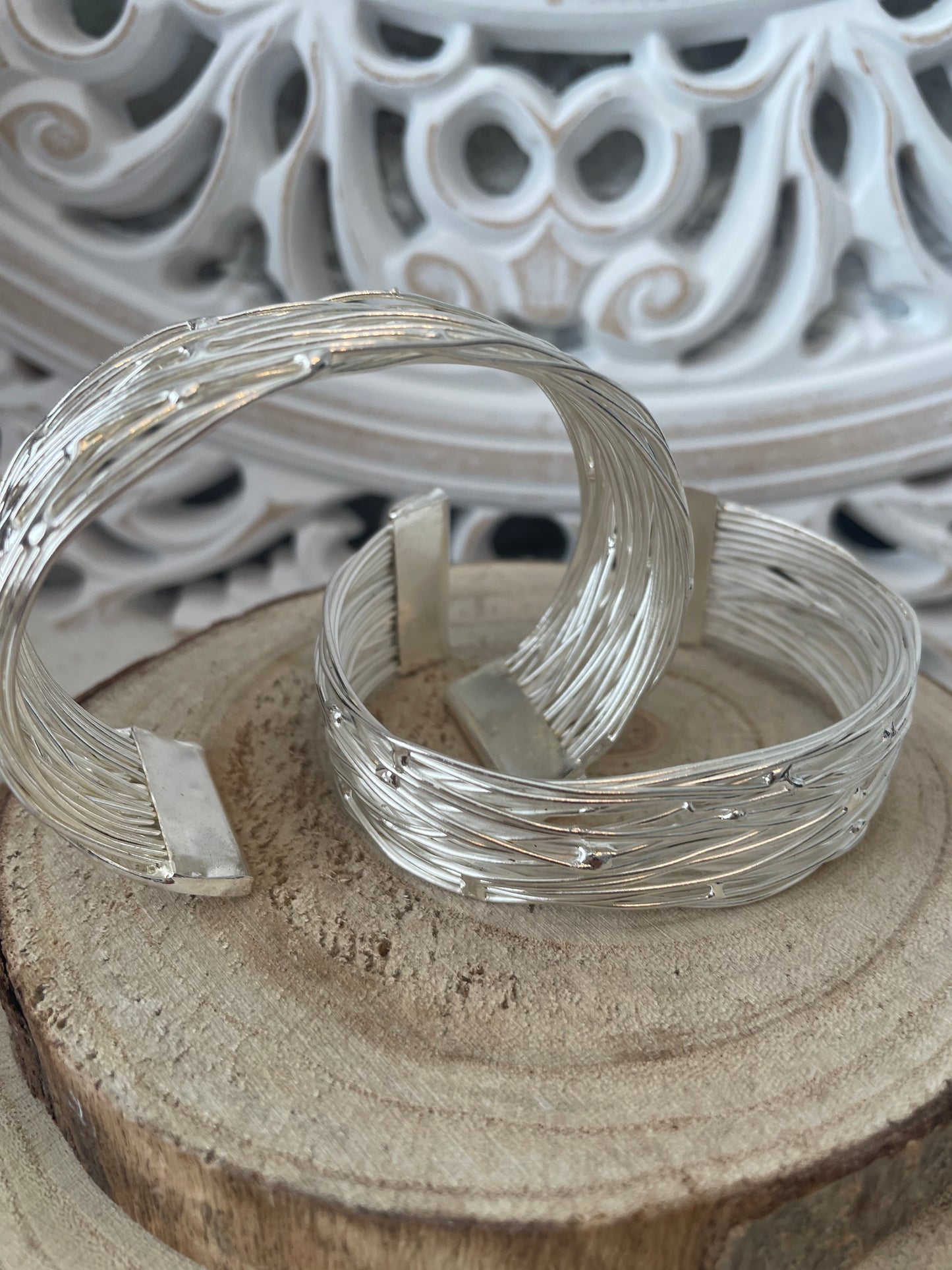 Silver Coloured Layered Bangle