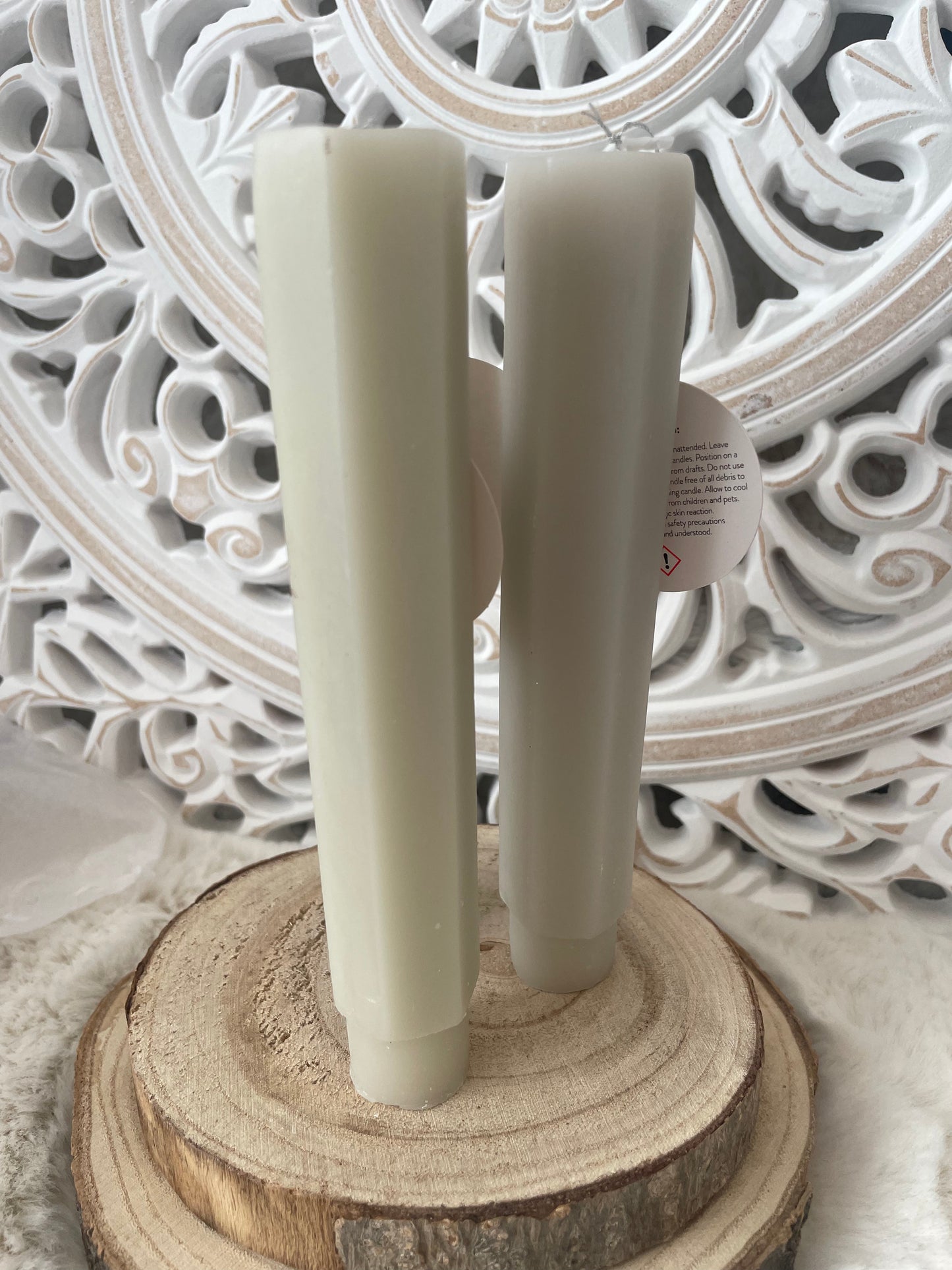 Stone Coloured Taper Candles - Box of 3